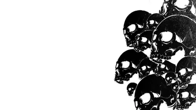 Black Skulls Falling on White HD Wallpaper