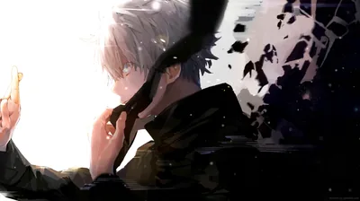 Gojo Satoru Holding Black Blindfold Jujutsu Kaisen Live Wallpaper