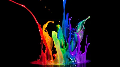 Rainbow Paint Splash on Black HD Wallpaper