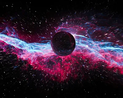 Dark Sphere in a Magenta Nebula HD Wallpaper