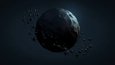 Low Poly Asteroid in Space HD Wallpaper