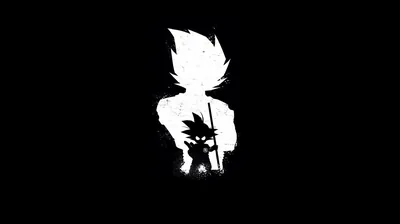 Goku Silhouette in White on Black HD Wallpaper