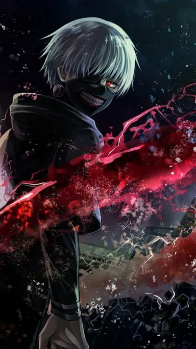 Kaneki Ken with Shattered Red Kagune HD Phone Wallpaper