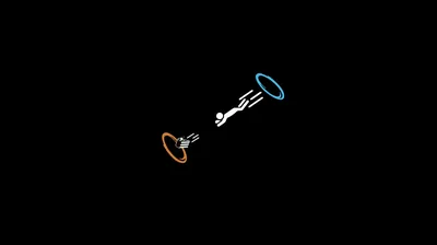 Orange and Blue Portals on Black HD Wallpaper