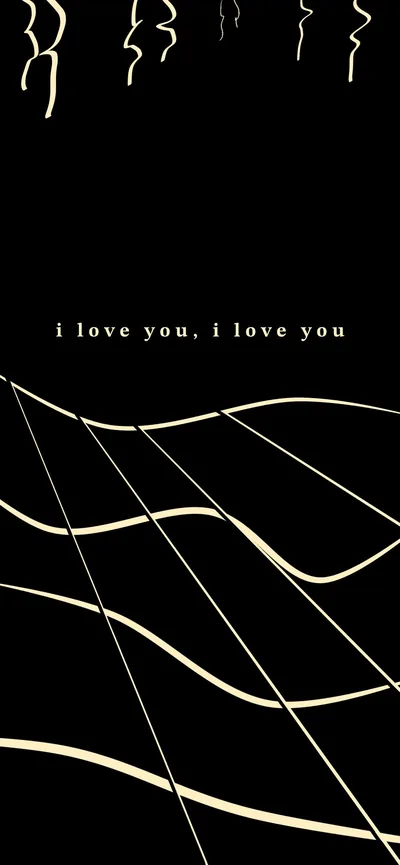 Gold Line Waves with Love Text HD Phone Wallpaper