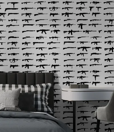 Military Gun Wall Pattern Wall Mural Peel and Stick Wallpaper Camo Urban Gun Backdrop
