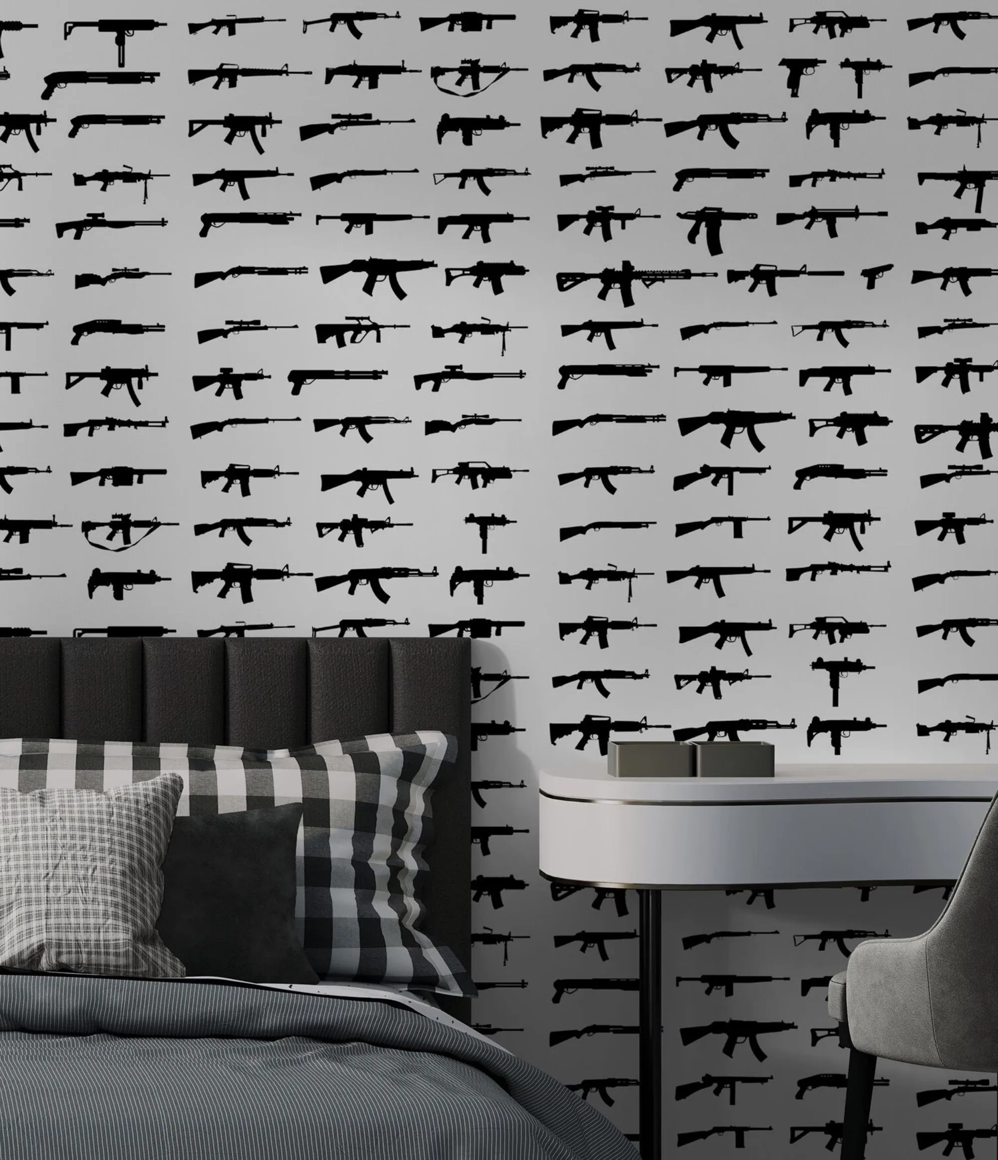 Military Gun Wall Pattern Wall Mural Peel and Stick Wallpaper Camo Urban Gun Backdrop