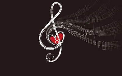 Treble Clef with a Red Heart HD Wallpaper