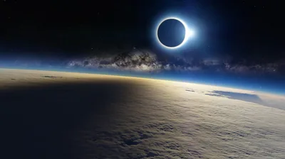 Solar Eclipse Seen from Orbit HD Wallpaper