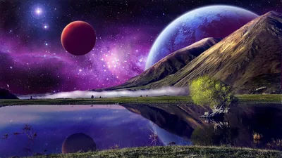 Purple Sky Mirrored in a Mountain Lake HD Wallpaper