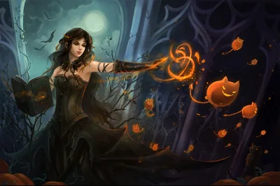 Enchanted Halloween Witch HD Wallpaper