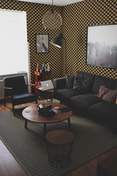 Black Elegant Deco Peel and Stick Wallpaper or Non Pasted