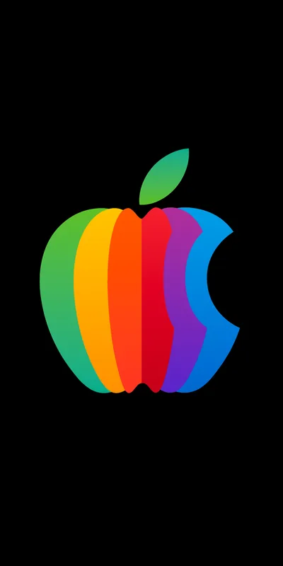 Rainbow Wallpaper 4K, Apple logo, AMOLED, Colorful