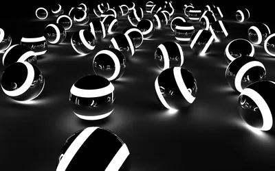 Glowing Rings on Black 3D Spheres HD Wallpaper