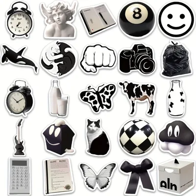 50pcs Black And White Stickers Aesthetic Stickers For Kids Laptop