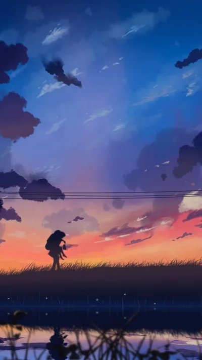 Traveller Silhouette at Sunset HD Phone Wallpaper