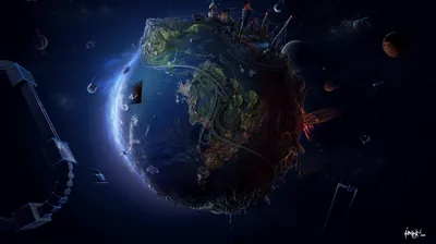 Futuristic Earth Covered in Cities HD Wallpaper
