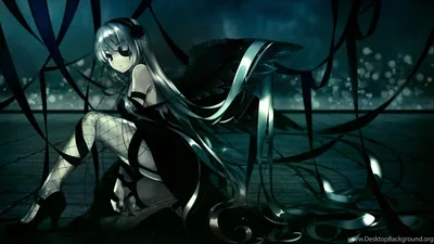 Long Haired Anime Girl in Dark Teal HD Wallpaper