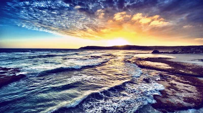 Sunrise Over Rocky Tide Flats HD Wallpaper