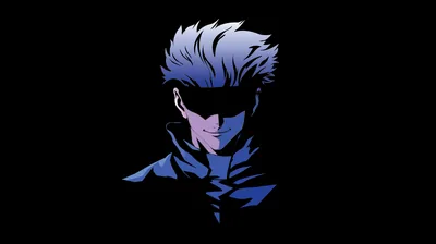 Wallpaper minimalism, anime, black background, Jujutsu Kaisen, Magic Battle, Satoru Goj