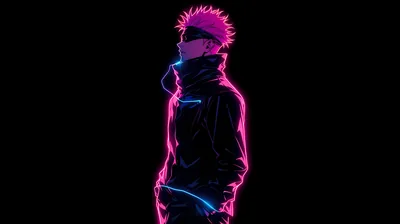 Satoru Gojo Wallpaper 4K, Neon pink, AMOLED