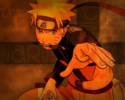 Classic Naruto on Orange Grunge HD Wallpaper