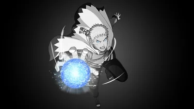 Blue Rasengan Against a Grey Void HD Wallpaper