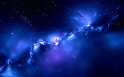 Luminous Blue Galaxy Clouds HD Wallpaper