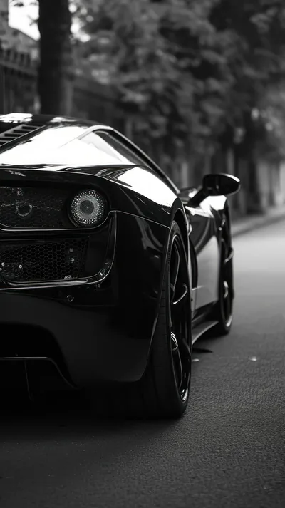 Ferrari Rear Quarter in Monochrome Close-Up HD Phone Wallpaper