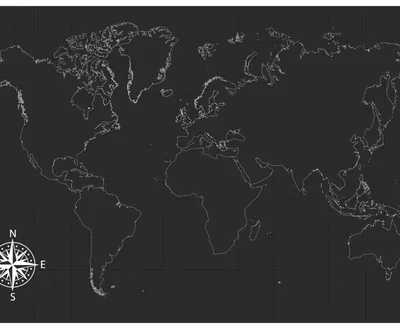 Black And White Outline World Map