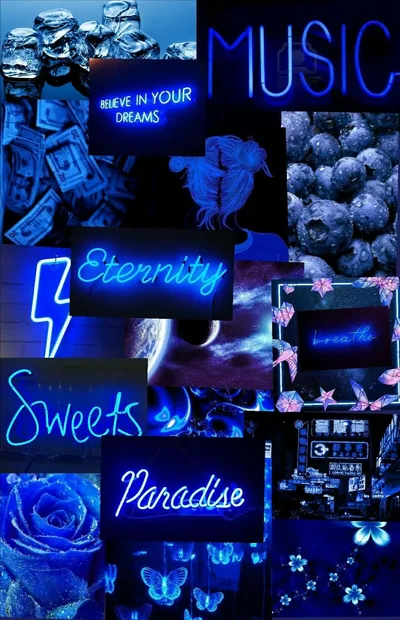 Black Blue Aesthetic Collage Wallpaper