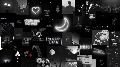 Quote Tile Collage with a Neon Moon HD Wallpaper