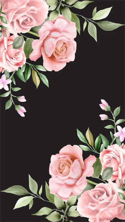 Pink and Black Floral Background in Illustrator, EPS