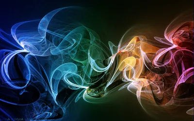 Rainbow Smoke Wisps on Dark HD Wallpaper