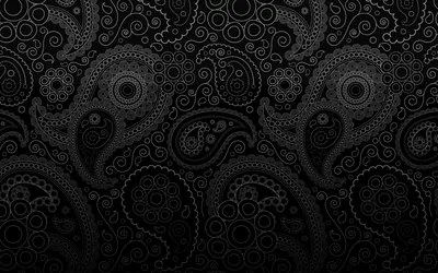 Black Paisley Pattern with Circles HD Wallpaper