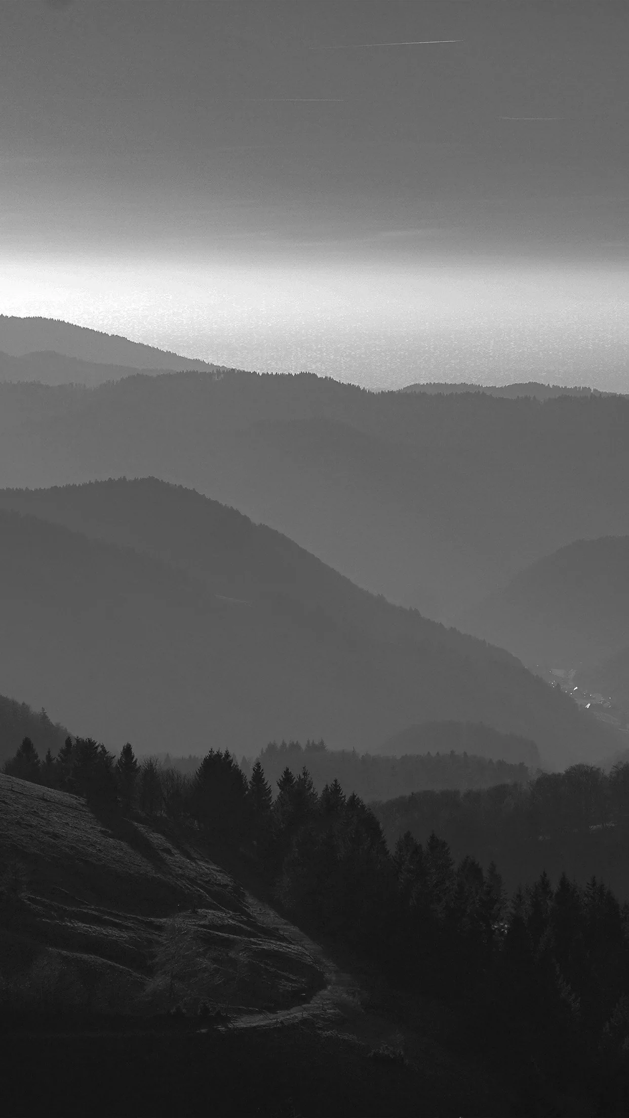 Mountain View Sky Bw Dark Nature iPhone 6 Wallpaper