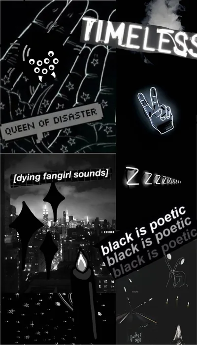 Timeless Grunge Collage with Neon Hand HD Phone Wallpaper