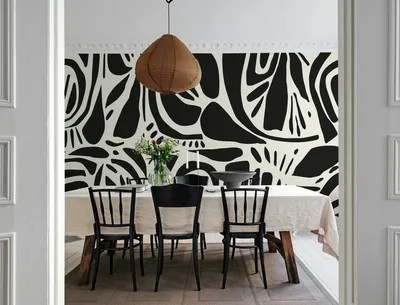 Wallpaper Abstract Forms, Black & White Black & White Wall Murals Dining Room