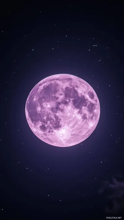 Pink Moon in a Purple Sky HD Phone Wallpaper