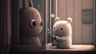 Felt Bunny at the Bear's Window HD Wallpaper