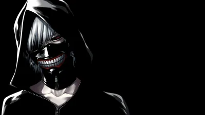 Masked Anime Figure in a Black Hood HD Wallpaper