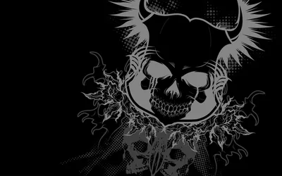 Horned Skull With Halftone Wings HD Wallpaper