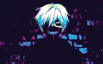 Glitch Art Anime Boy with a Toothed Mask HD Wallpaper