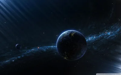 Shadowed Planet in Streaming Starlight HD Wallpaper