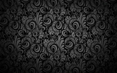 Swirling Floral Damask on Black HD Wallpaper