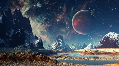 Alien Valley with Snowy Peaks HD Wallpaper
