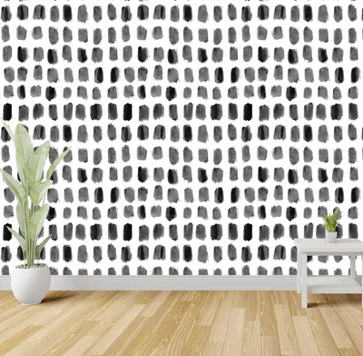 BLACK WALLPAPER, Wall Covering, Brush STROKES, Aesthetic Minimal