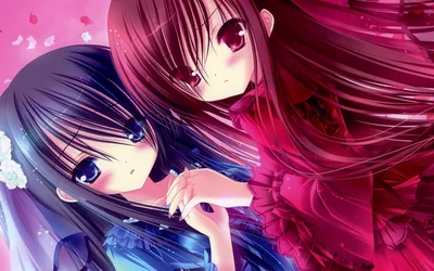 Two Anime Girls Cheek to Cheek HD Wallpaper