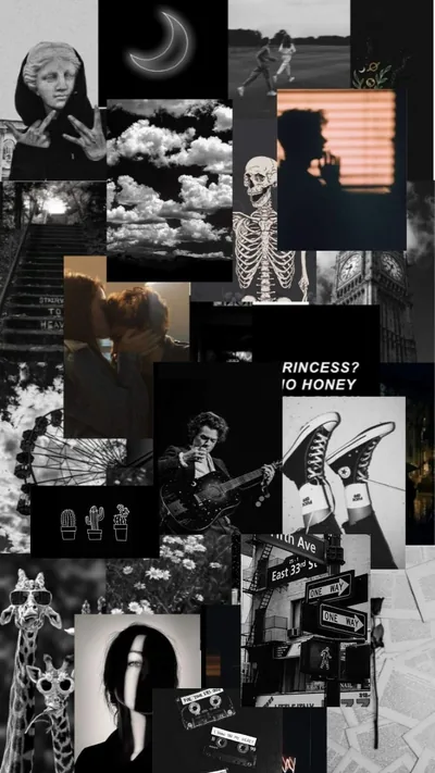 Black and White Photo Collage Aesthetic HD Phone Wallpaper