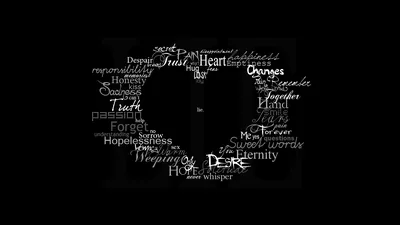 typography, Quote, Black Background, Word Clouds, Hearts Wallpapers HD Desktop